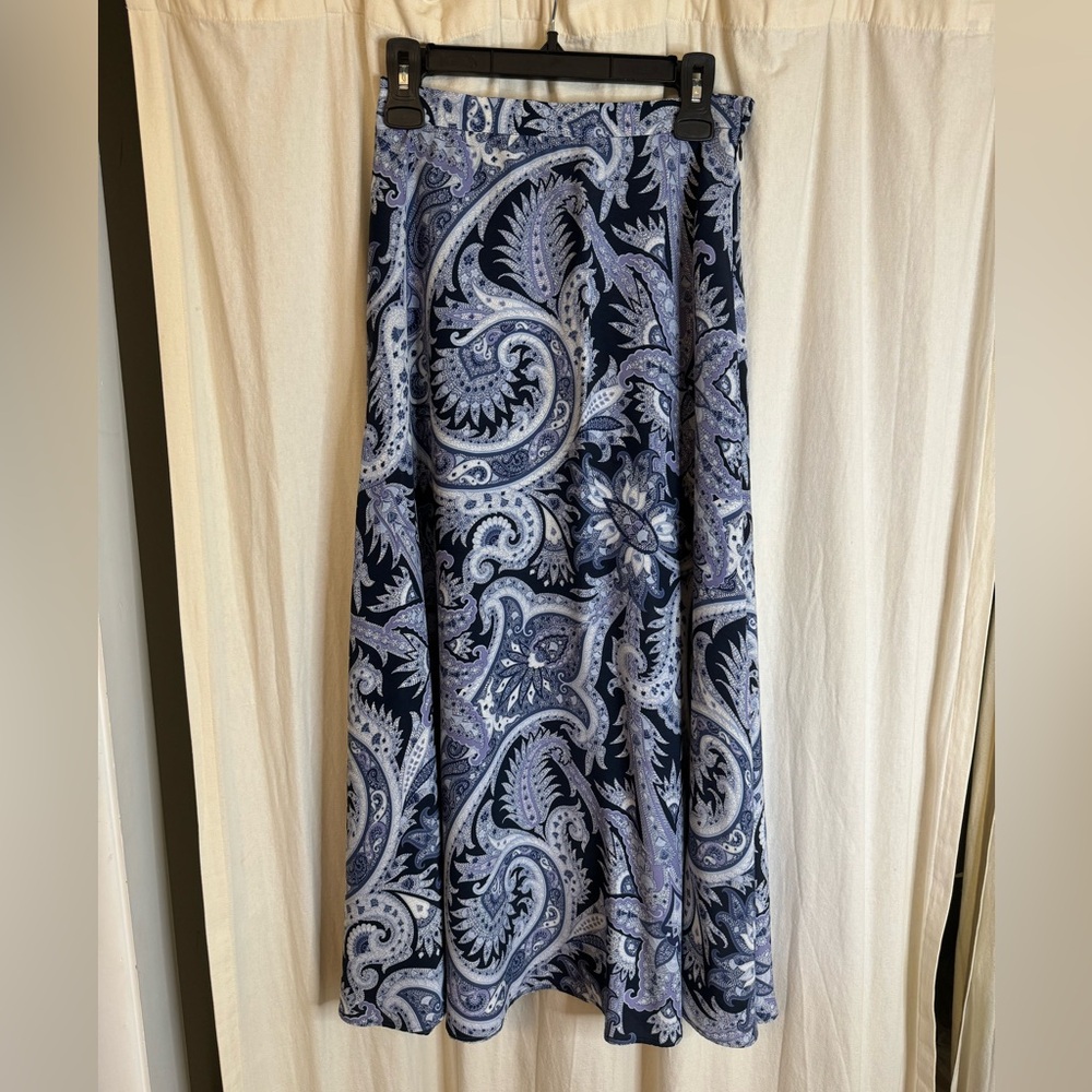 Jaeger vintage Blue Paisley Maxi Skirt